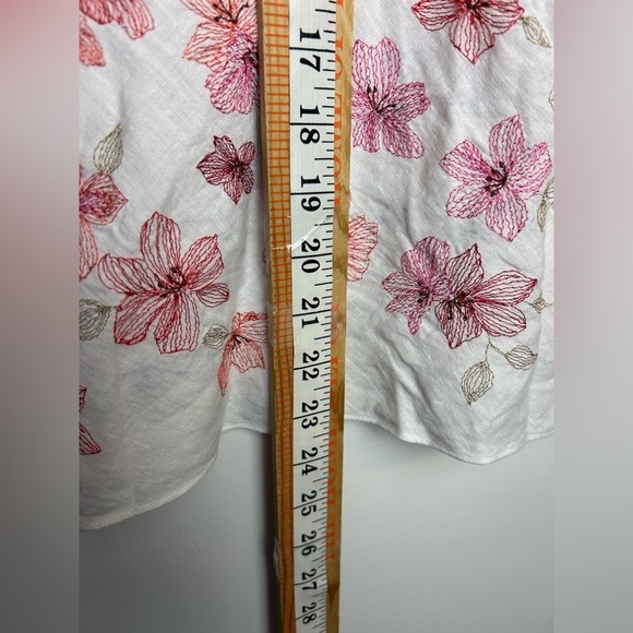 VTG Y2K Ann Taylor 10 Skirt 100% Linen Floral Embroidery White Minimalist preppy - Picture 10 of 11